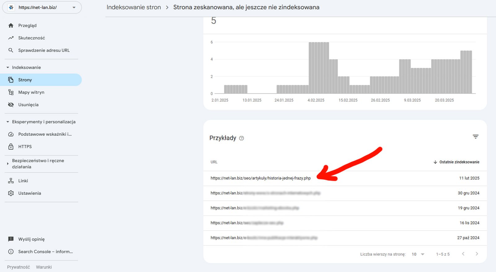 Screen narzędzia GSC